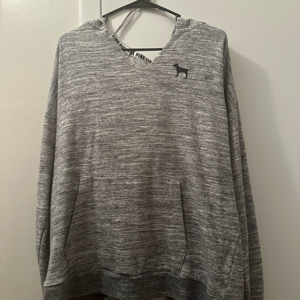 VS Pink Women’s Gray Hooded Sweatshirt